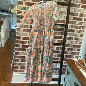 Floral maxi/midi smocked top